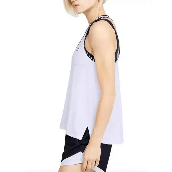 New Under Armour Women's White Knockout Racerback Training Tank Top, Size: Small - Picture 2 of 3